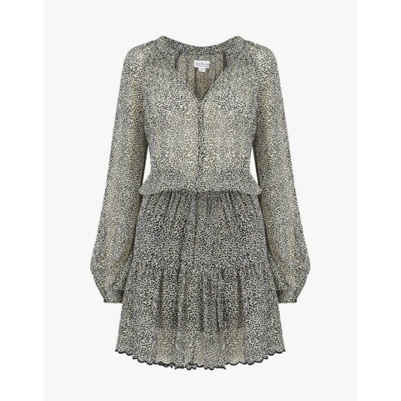 VELVET Graham & Spencer Size XS Sheer Aubrey Leopard Print Dress Long Sleeve - Picture 1 of 15